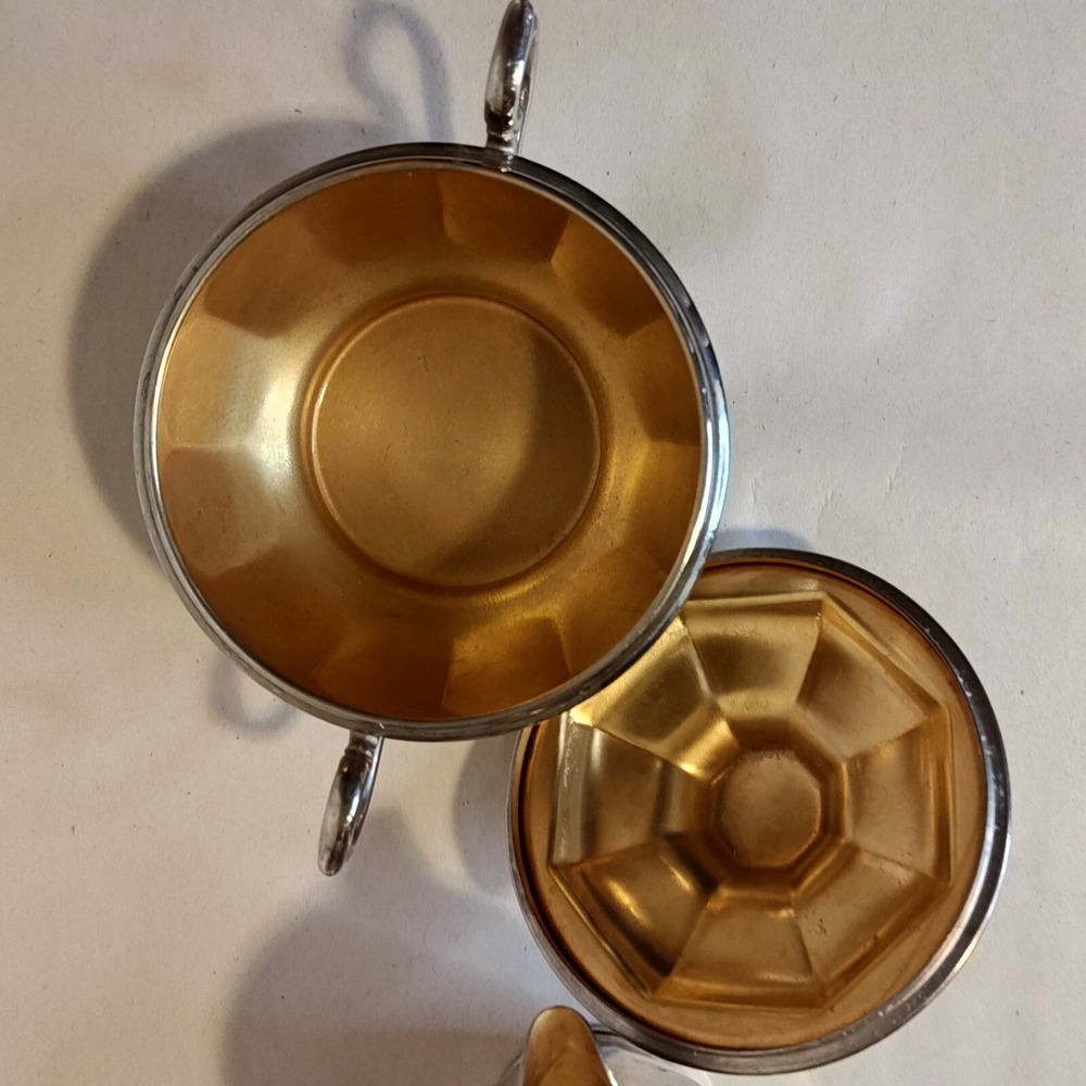 VTG MB Means Best Creamer & Lidded Sugar Bowl MCM 691 Manning Bowman Silver Pl - Picture 5 of 13